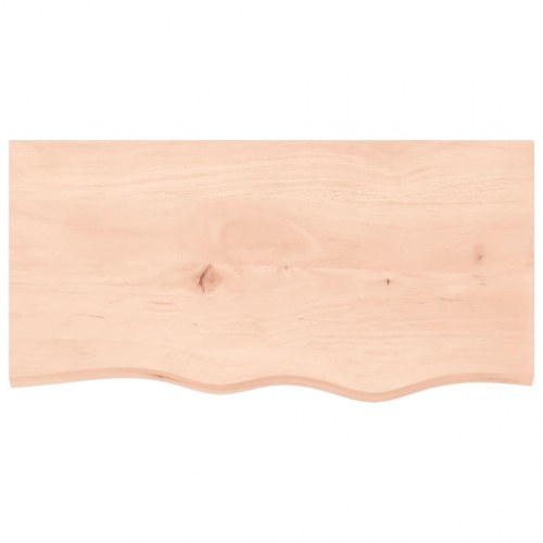 Væghylde 80 × 40 × 2 cm - ubehandlet massivt egetræ med naturlig kant