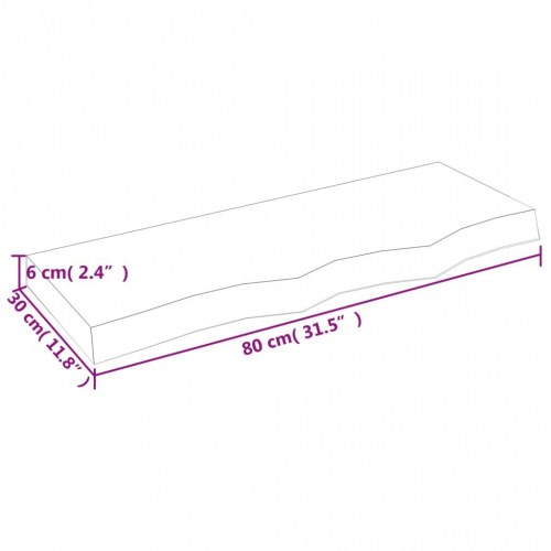 Væghylde 80×30×(2-6) cm - ubehandlet massivt egetræ med naturlig kant