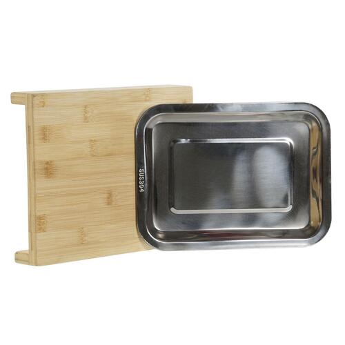 Skærebræt Natur Bambus Rustfrit stål 28 x 21,5 x 4,2 cm