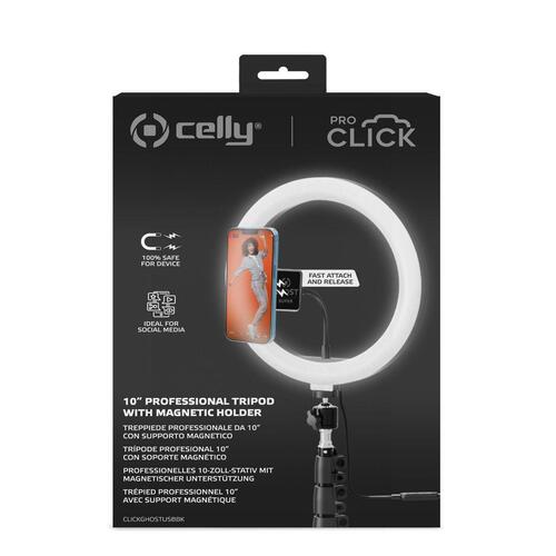 Selfie Ring Light med stativ og fjernbetjening Celly CLICKGHOSTUSBBK