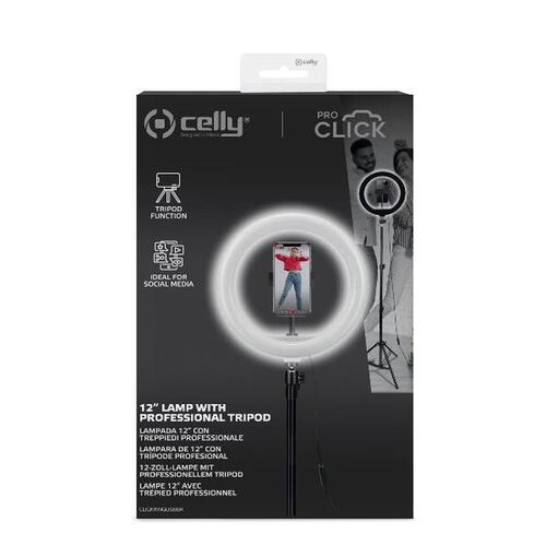 Selfie Ring Light med stativ og fjernbetjening Celly CLICKRINGUSBBK