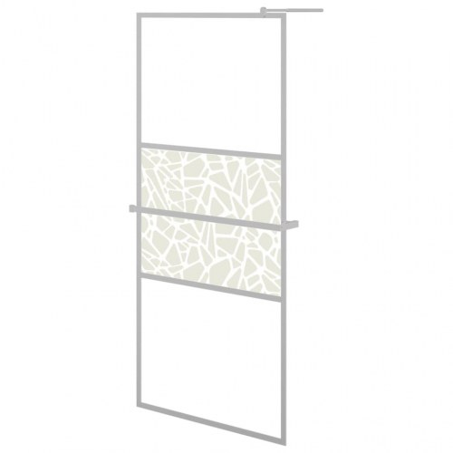 Brusevæg med hylde 90x195 cm sikkerhedsglas og aluminium krom
