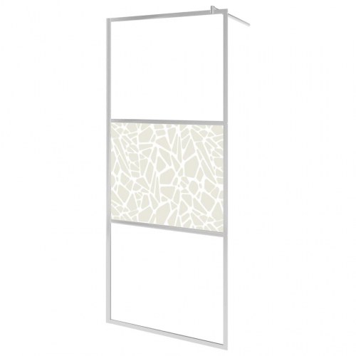 Brusevæg med hylde 90x195 cm sikkerhedsglas og aluminium krom