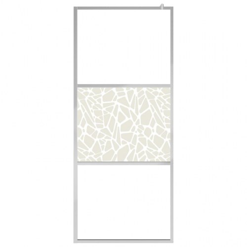 Brusevæg med hylde 90x195 cm sikkerhedsglas og aluminium krom