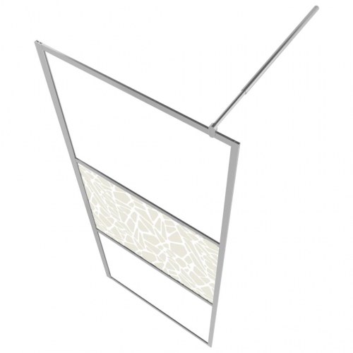Brusevæg med hylde 90x195 cm sikkerhedsglas og aluminium krom