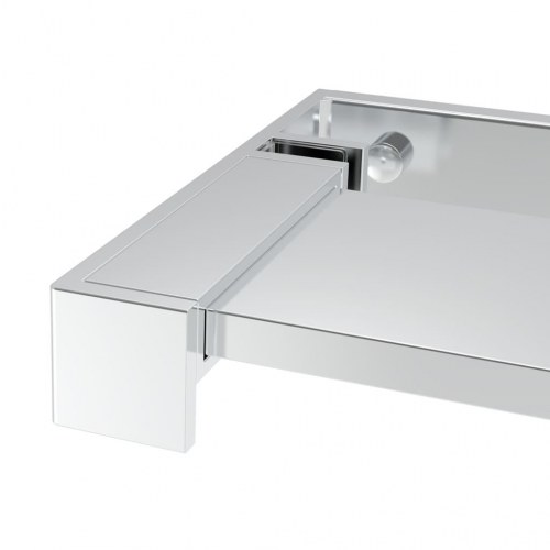 Brusevæg med hylde 90x195 cm sikkerhedsglas og aluminium krom