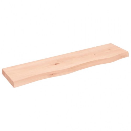 Væghylde 80×20×4 cm - ubehandlet massivt egetræ med naturlig kant