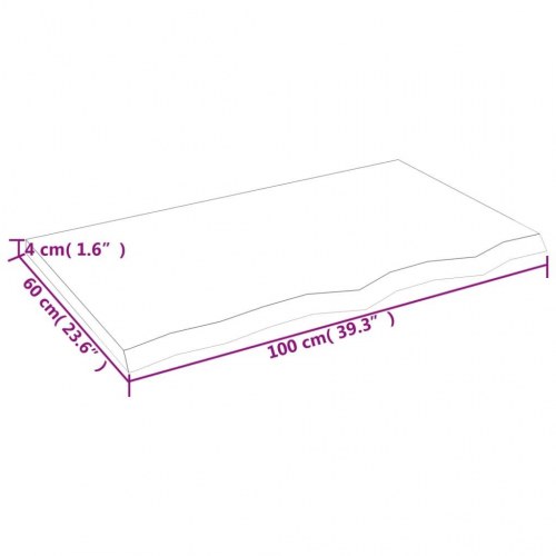 Væghylde 100×60×(2-4) cm i ubehandlet massivt egetræ - naturlig kant