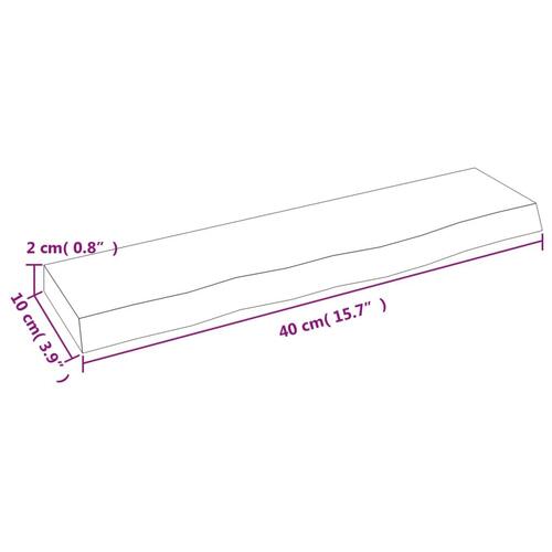 Væghylde 40x10x2 cm behandlet massivt egetræ lysebrun