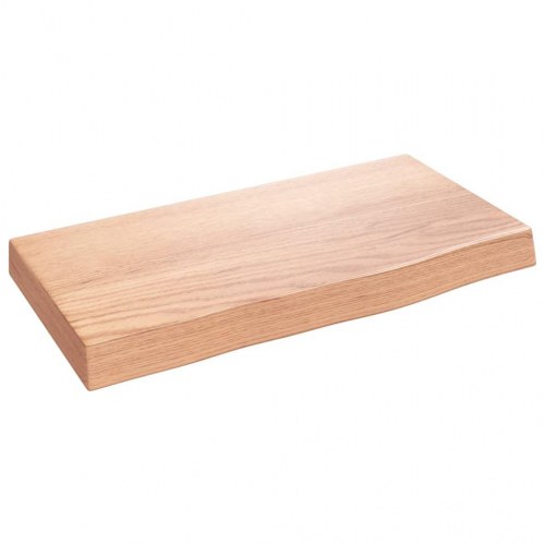 Væghylde 40×20×4 cm i behandlet massivt egetræ - lysebrun