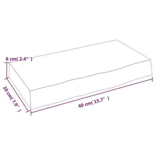 Væghylde 40x20x6 cm behandlet massivt egetræ lysebrun