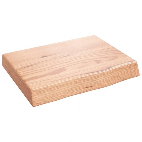 Væghylde i massivt egetræ 40×30×(2-6) cm - lysebrun, lakeret, naturlig kant
