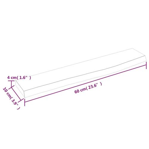 Væghylde 60x10x4 cm behandlet massivt egetræ lysebrun