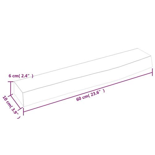 Væghylde 60x10x6 cm behandlet massivt egetræ lysebrun