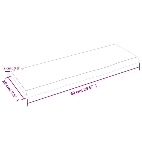 Væghylde 60x20x2 cm behandlet massivt egetræ lysebrun