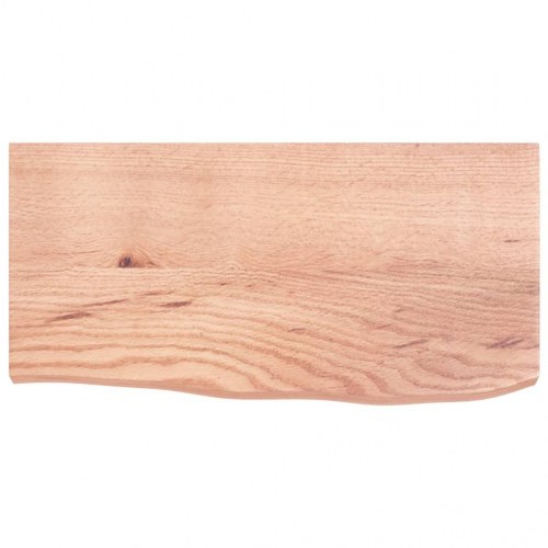 Væghylde i massivt egetræ 60×30×(2-4) cm - lysebrun, behandlet med naturlig kant