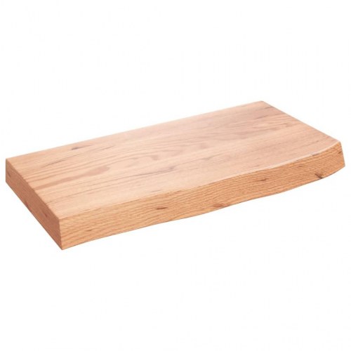 Væghylde i massivt egetræ, lysebrun - 60 × 30 × (2-6) cm, behandlet med naturlig kant