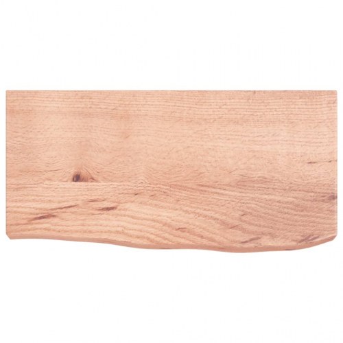 Væghylde i massivt egetræ, lysebrun - 60 × 30 × (2-6) cm, behandlet med naturlig kant