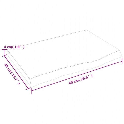 Væghylde i massivt egetræ 60×40×(2-4) cm - lysebrun, lakeret, med naturlig kant