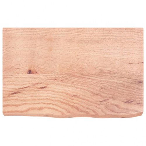 Væghylde 60×40×(2-6) cm i behandlet massivt egetræ - lysebrun