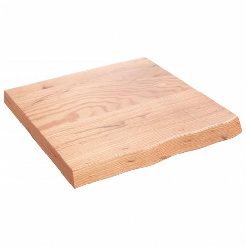 Væghylde 60 × 60 × (2-6) cm i behandlet massivt egetræ - lysebrun, med naturlig kant