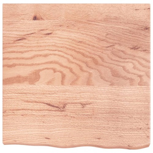 Væghylde 60 × 60 × (2-6) cm i behandlet massivt egetræ - lysebrun, med naturlig kant