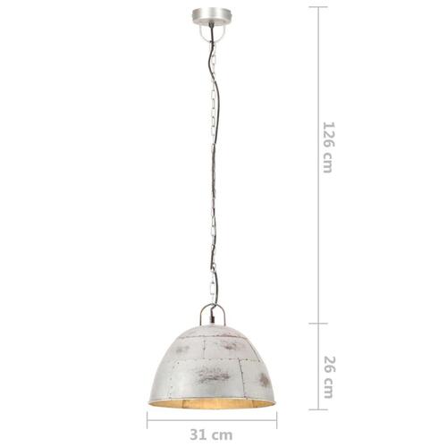Industriel hængelampe 25 W rund vintagestil 31 cm E27 sølvfarvet