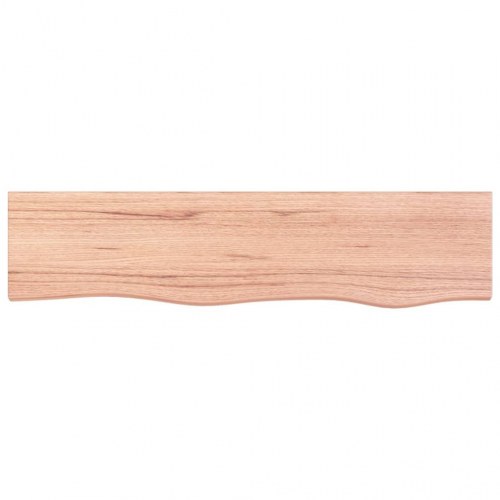 Væghylde 80×20×2 cm i behandlet massivt egetræ - lysebrun, naturlig kant