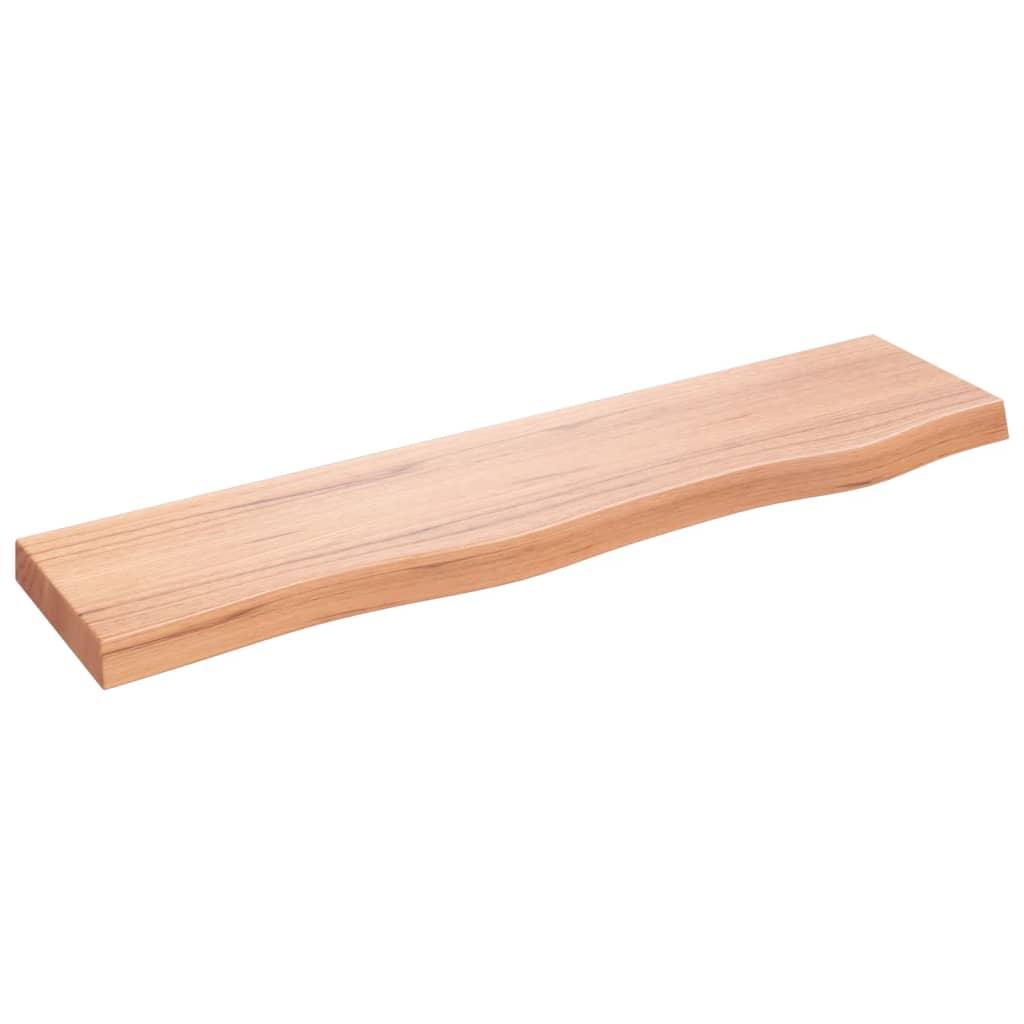 Væghylde 80x20x4 cm behandlet massivt egetræ lysebrun billede
