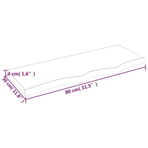 Væghylde 80x30x(2-4) cm behandlet massivt egetræ lysebrun