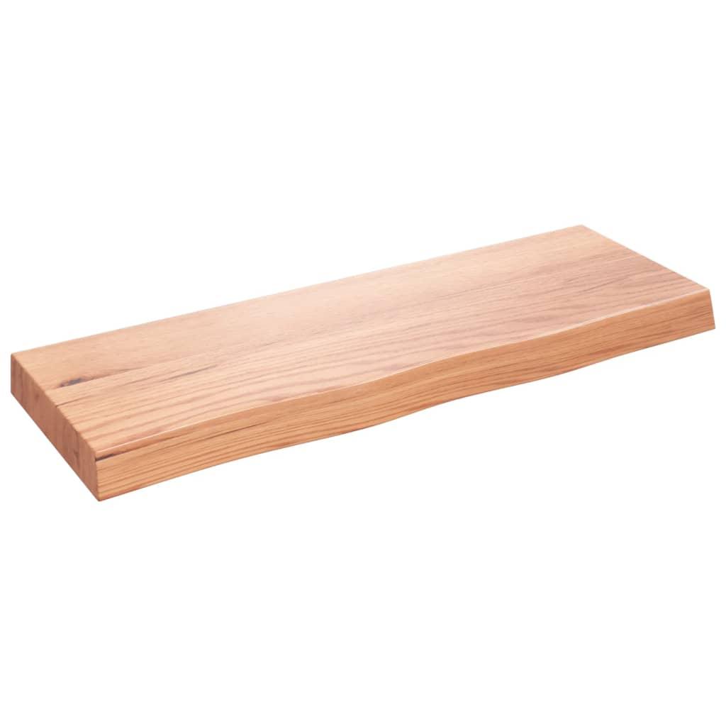 Væghylde 80x30x(2-6) cm behandlet massivt egetræ lysebrun