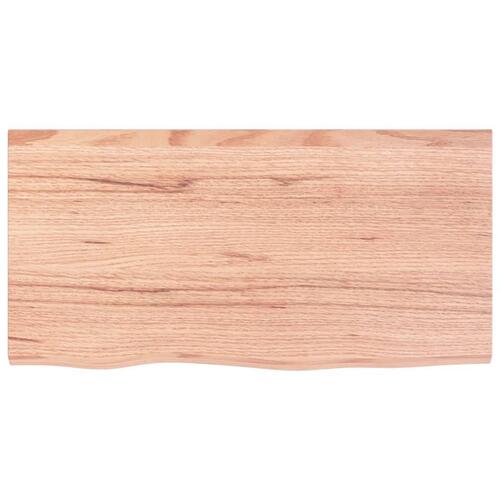 Væghylde 80x40x(2-4) cm behandlet massivt egetræ lysebrun