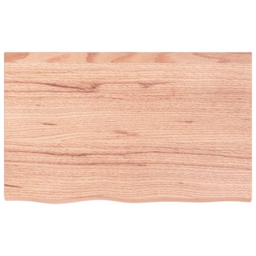 Væghylde i massivt egetræ 80×50×(2-4) cm - lysebrun, lakeret med naturlig kant