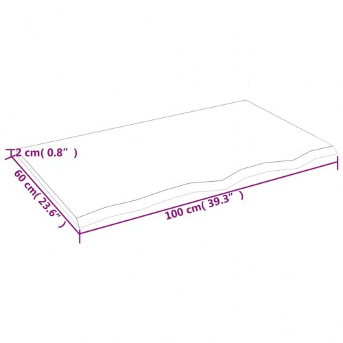 Væghylde 100×60×2 cm i behandlet massivt egetræ - lysebrun