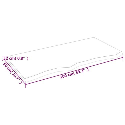 Væghylde 100x50x2 cm behandlet massivt egetræ lysebrun