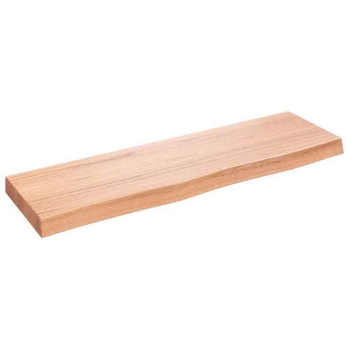 Væghylde i massivt egetræ 100 x 30 x 2-6 cm lysebrun