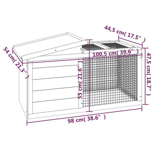 Kaninbur 100,5x54x55 cm massivt fyrretræ brun