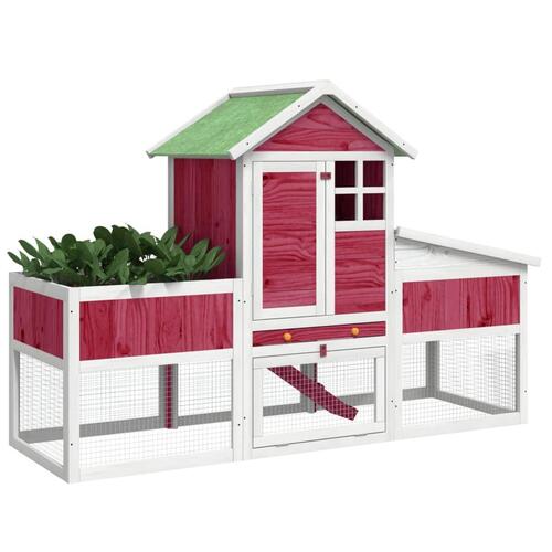 Kaninbur 170x63x113 cm massivt fyrretræ rød
