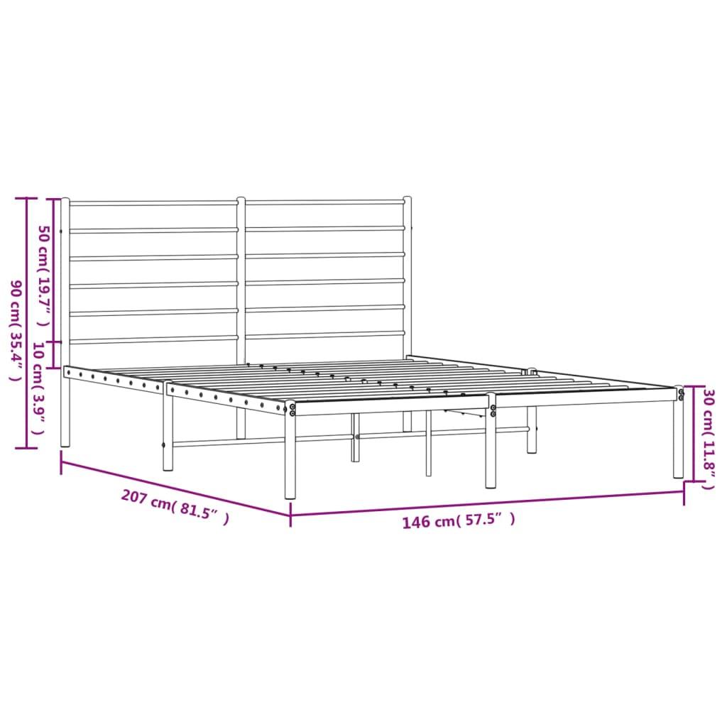 Sengeramme med sengegavl 140x200 cm metal sort