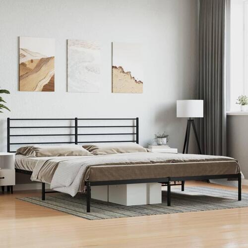 Sengeramme med sengegavl 200x200 cm metal sort