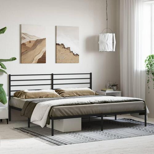 Sengeramme med sengegavl 200x200 cm metal sort
