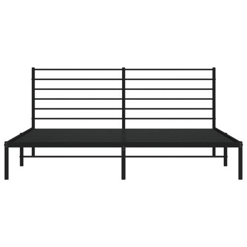 Sengeramme med sengegavl 200x200 cm metal sort