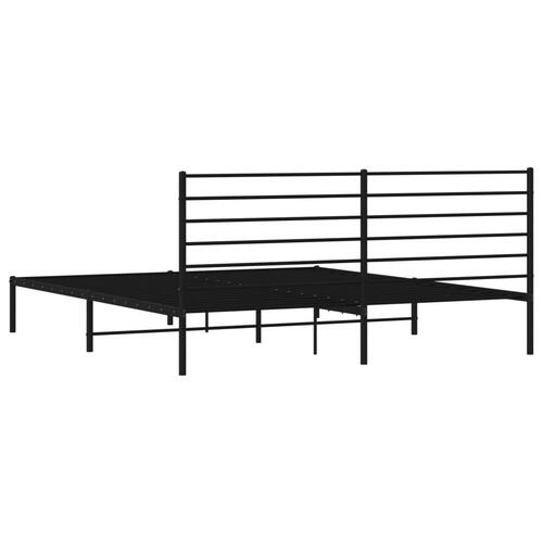 Sengeramme med sengegavl 200x200 cm metal sort