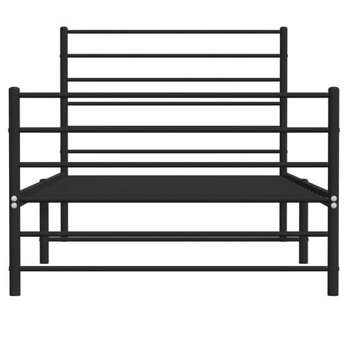 Sengeramme med sengegavl og fodgærde 100x200 cm metal sort