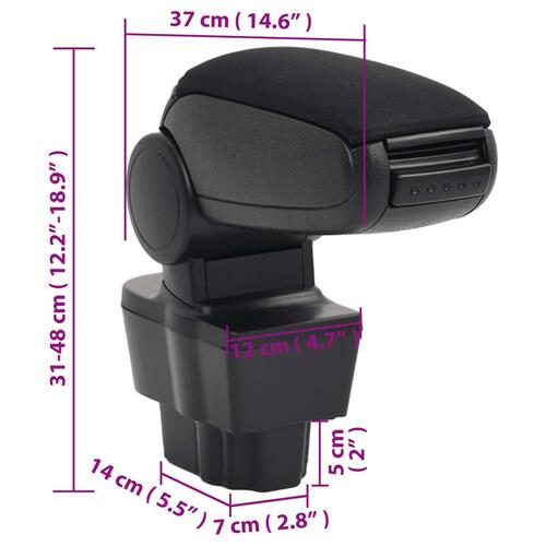Armlæn til bil 12x37x(31-48) cm ABS sort