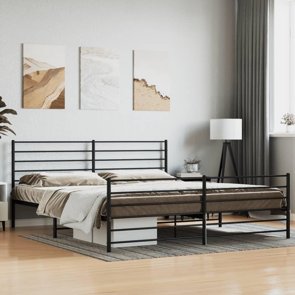 Sengeramme med sengegavl og fodgærde 183x213 cm metal sort