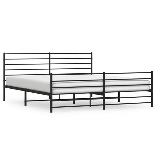 Sengeramme med sengegavl og fodgærde 183x213 cm metal sort