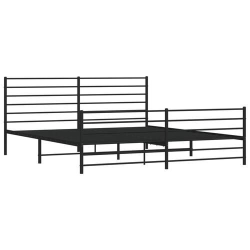 Sengeramme med sengegavl og fodgærde 183x213 cm metal sort