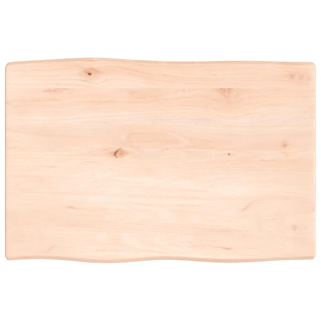 Bordplade 60x40x2 cm naturlig kant ubehandlet massivt egetræ billede