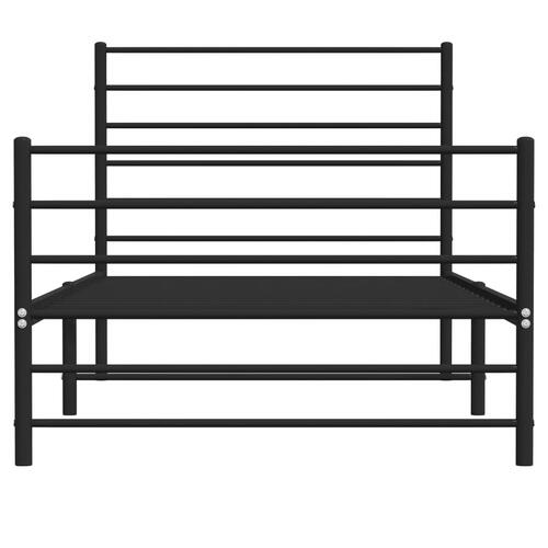 Sengeramme med sengegavl og fodgærde 90x190 cm metal sort